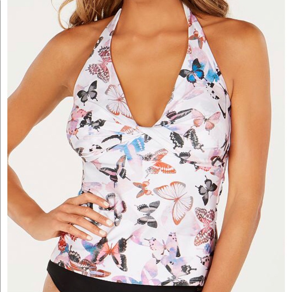 🏖 Swimming Twist-Front Halter Tankini Top